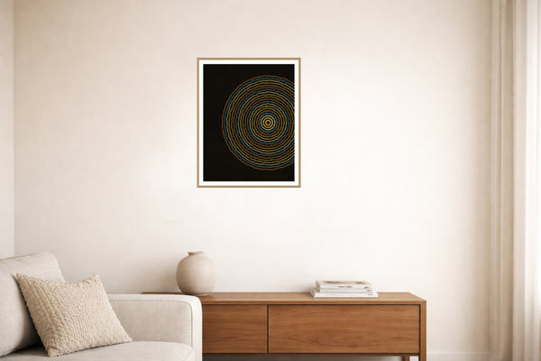 Black & Gold Geometric – Signed 50-Edition Giclée Print for Gallery Walls — Living room lifestyle
