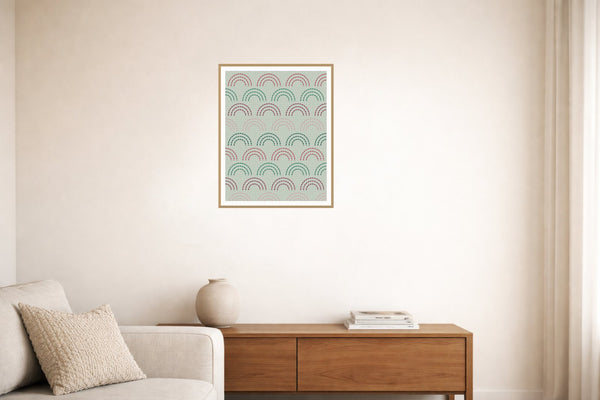 Viridian & Rose Ombré Gradient – Signed 50-Edition Giclée Print for Gallery Walls — Living room lifestyle