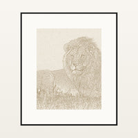 Aged Bronze Etched Line Art – Premium Etched Line Art Wall Art Print — Black gallery mat