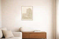 Aged Bronze Etched Line Art – Premium Etched Line Art Wall Art Print — Living room lifestyle