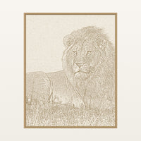 Aged Bronze Etched Line Art – Premium Etched Line Art Wall Art Print — Floating natural frame