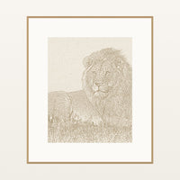 Aged Bronze Etched Line Art – Premium Etched Line Art Wall Art Print — Natural gallery mat