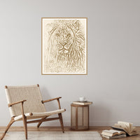 Aged Bronze Etched Lion Line Art – Signed 50-Edition Giclée Print for Gallery Walls — Reading nook