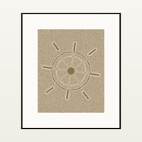 Aged Bronze  Ship's Wheel Motif – Premium Motif Wall Art Print — Black gallery mat