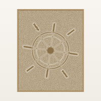 Aged Bronze  Ship's Wheel Motif – Premium Motif Wall Art Print — Floating natural frame