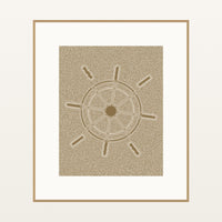 Aged Bronze  Ship's Wheel Motif – Premium Motif Wall Art Print — Natural gallery mat