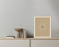 Aged Bronze  Ship's Wheel Motif – Premium Motif Wall Art Print — Grey wall with bowl