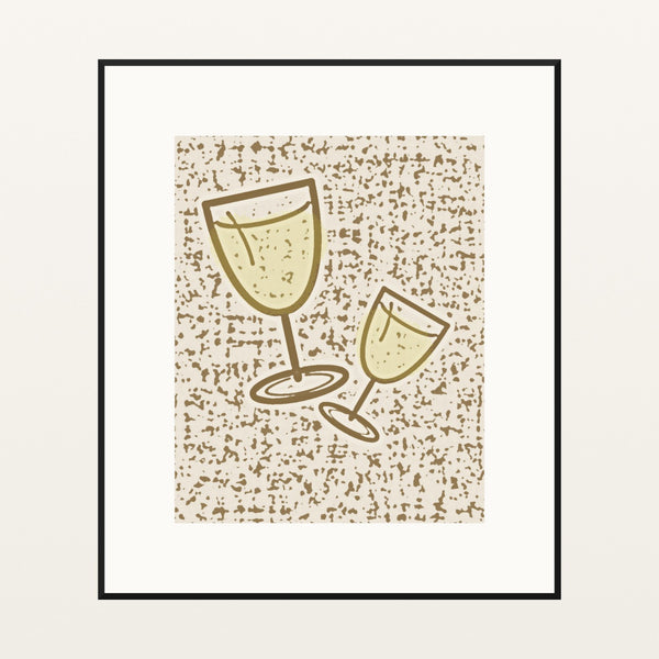 Aged Bronze Wine Glass Motif – Limited Edition Motif Art Print — Black gallery mat