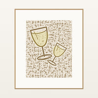 Aged Bronze Wine Glass Motif – Limited Edition Motif Art Print — Natural gallery mat
