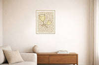Aged Bronze Wine Glass Motif – Limited Edition Motif Art Print — Living room lifestyle