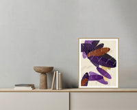 Amethyst & Bronze Ombré Gradient – Premium Ombré Gradient Wall Art Print — Grey wall with bowl