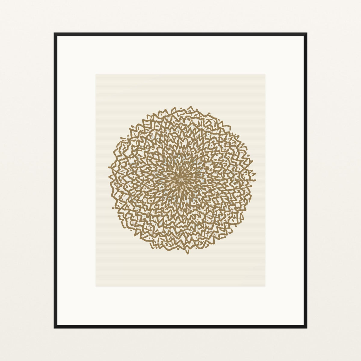 Antique Brass Abstract Wave – Signed 50-Edition Giclée Print for Gallery Walls — Black gallery mat