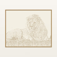 Antique Brass Etched Line Art – Signed 50-Edition Giclée Print for Gallery Walls — Floating natural frame