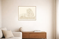 Antique Brass Etched Line Art – Signed 50-Edition Giclée Print for Gallery Walls — Living room lifestyle