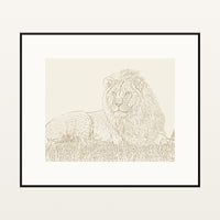 Antique Brass Etched Line Art – Signed 50-Edition Giclée Print for Gallery Walls — Black gallery mat