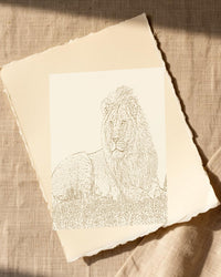 Antique Brass Etched Line Art – Signed 50-Edition Giclée Print for Gallery Walls — Paper/edge detail