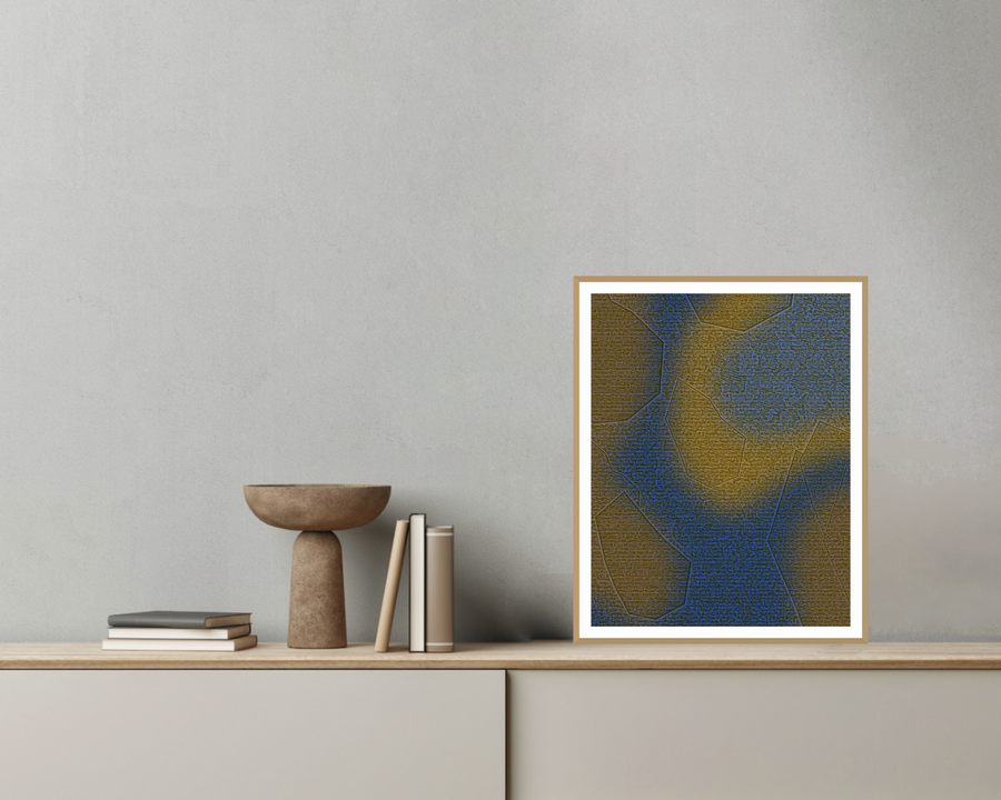 Antique Brass Ankara Watercolor Wash – Limited Edition Art Print — room scene