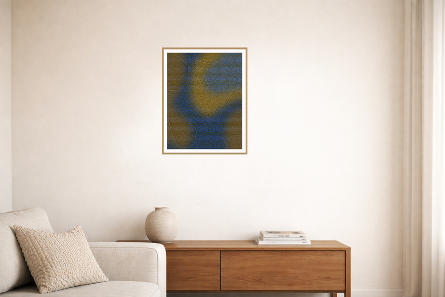 Antique Brass Ankara Watercolor Wash – Limited Edition Art Print — room scene