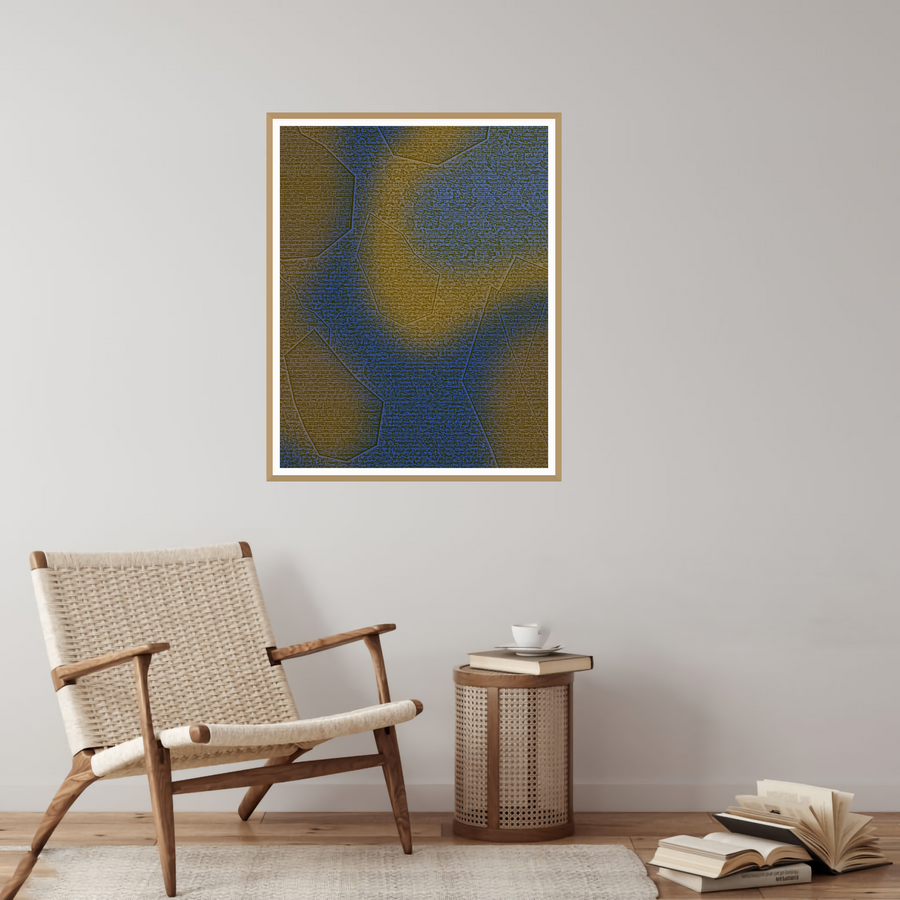Antique Brass Ankara Watercolor Wash – Limited Edition Art Print — room scene