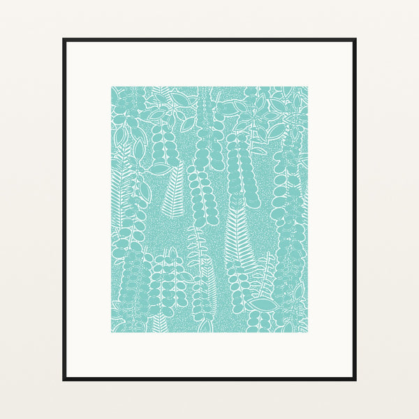 Aqua Mist Botanical – Signed 50-Edition Giclée Print for Gallery Walls — Black gallery mat