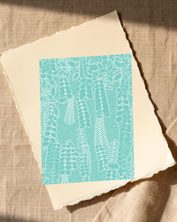 Aqua Mist Botanical – Signed 50-Edition Giclée Print for Gallery Walls — Paper/edge detail