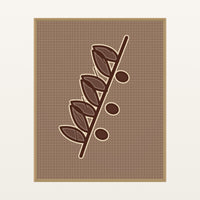 Batik Brown Painterly Olive branch – Premium Painterly Wall Art Print — Floating natural frame