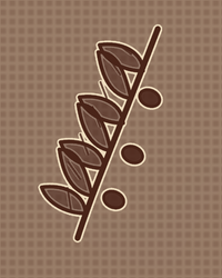 Batik Brown Painterly Olive branch – Premium Painterly Wall Art Print