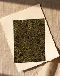 Black & Gold Botanical – Signed 50-Edition Giclée Print for Gallery Walls — Paper/edge detail