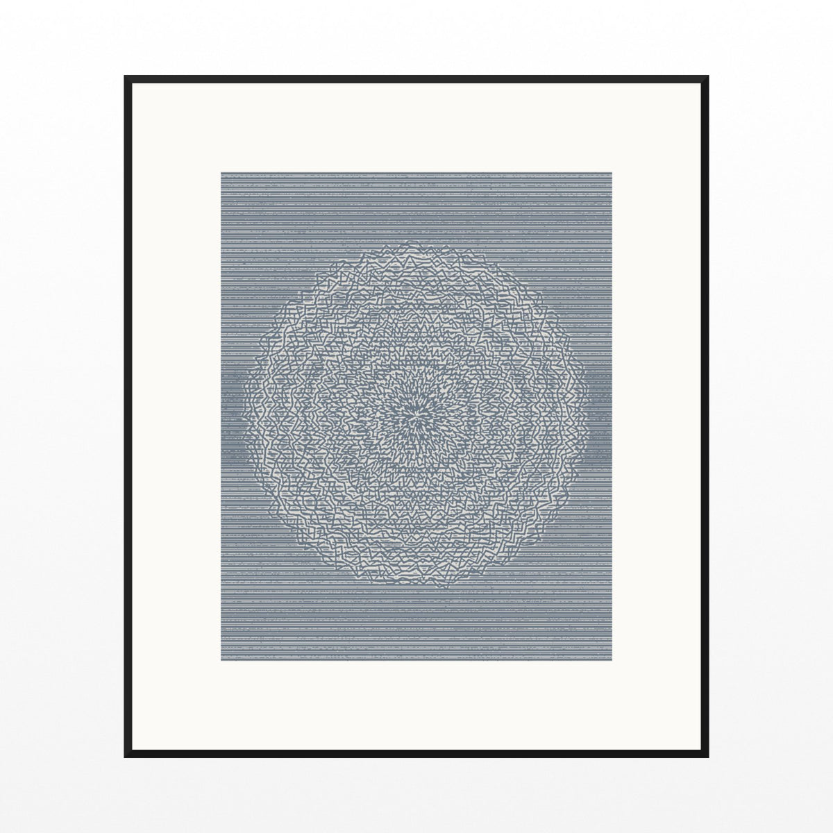 Blue-Gray Mist Linear Wall Art Print – Signed Limited Edition Giclée | Modern Gallery Decor — Black gallery mat