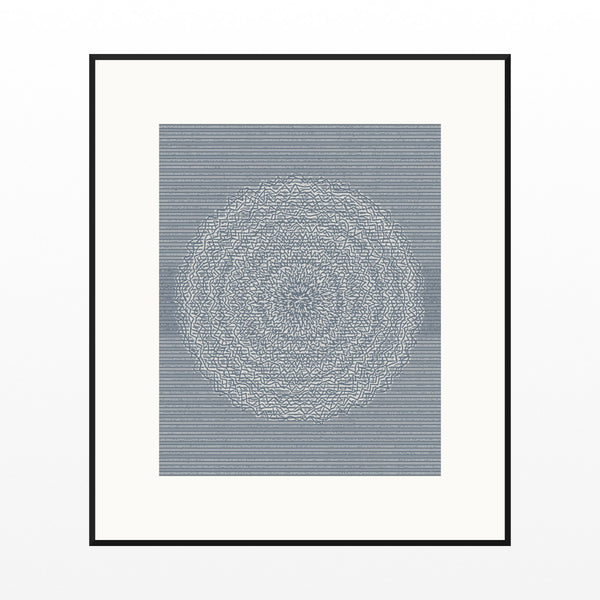 Blue-Gray Mist Linear Wall Art Print – Signed Limited Edition Giclée | Modern Gallery Decor — Black gallery mat