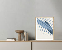 Blue-Gray Mist Ombré Gradient – Signed 50-Edition Giclée Print for Gallery Walls — Grey wall with bowl