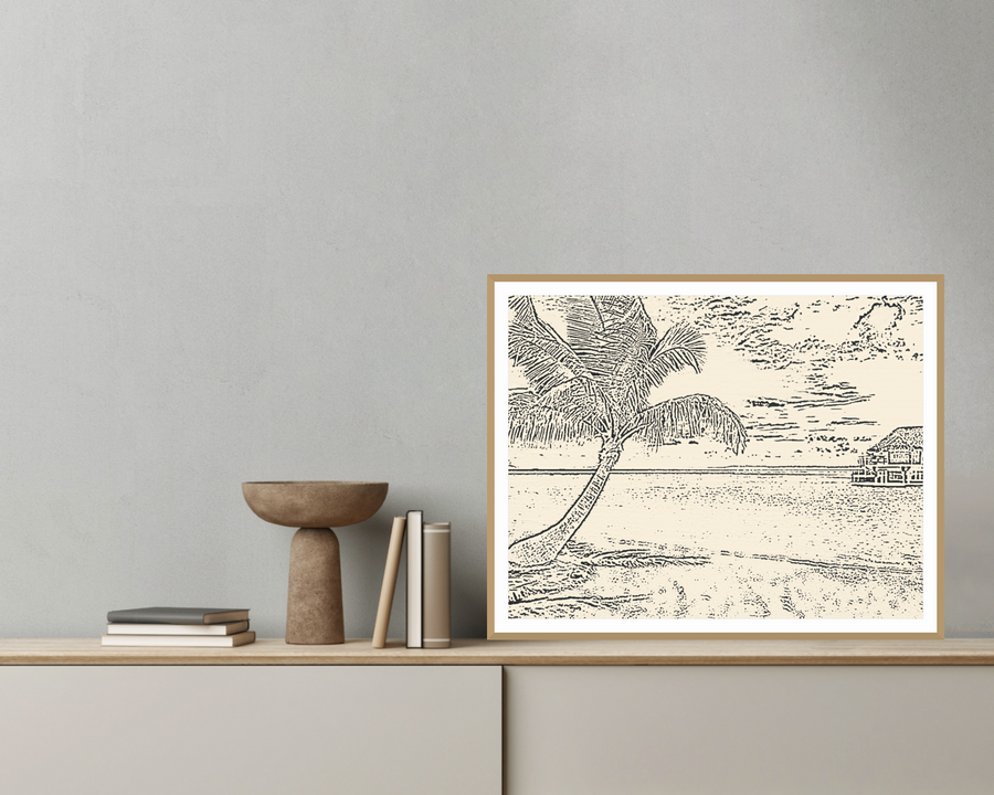Bold Modern Organic Texture Line Art – Limited Edition Bold Modern Organic Texture Image-trace Art Print — room scene