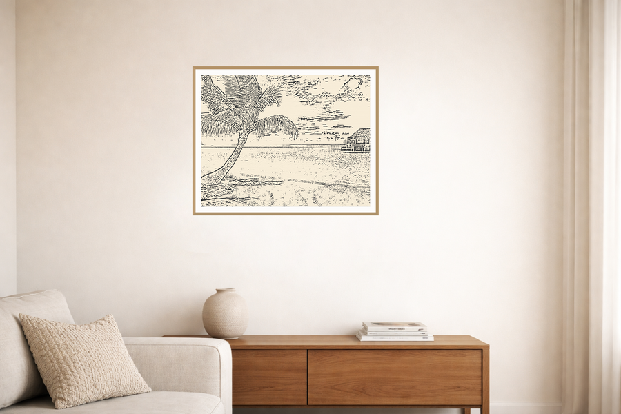 Bold Modern Organic Texture Line Art – Limited Edition Bold Modern Organic Texture Image-trace Art Print — room scene