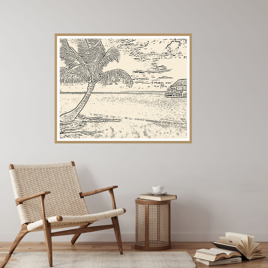 Bold Modern Organic Texture Line Art – Limited Edition Bold Modern Organic Texture Image-trace Art Print — room scene