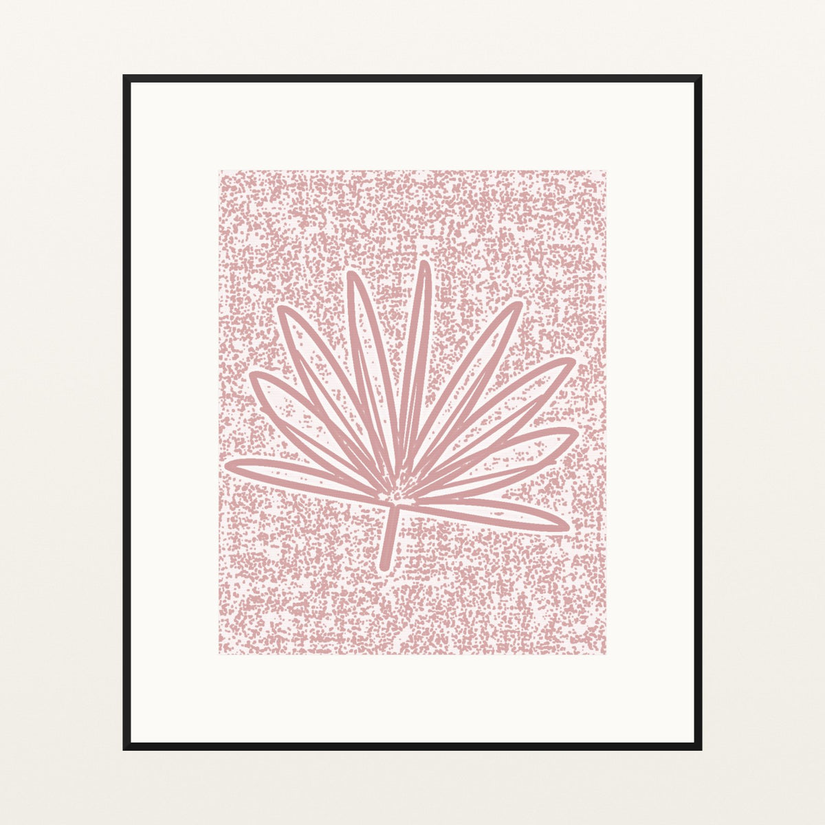 Blush Whisper Palm Frond Motif – Limited Edition Motif Art Print — Black gallery mat