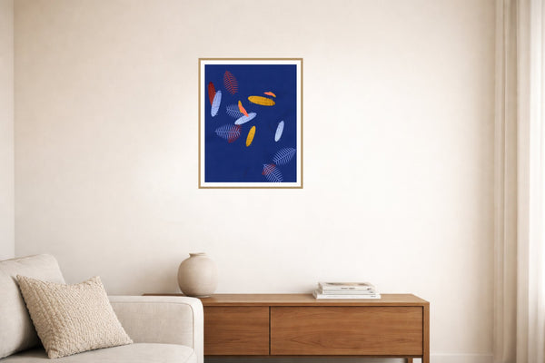 Cadmium & Ultramarine Ombré Gradient – Premium Ombré Gradient Wall Art Print — Living room lifestyle
