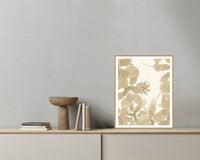 Champagne Haze Ombré Gradient – Premium Ombré Gradient Wall Art Print — Grey wall with bowl