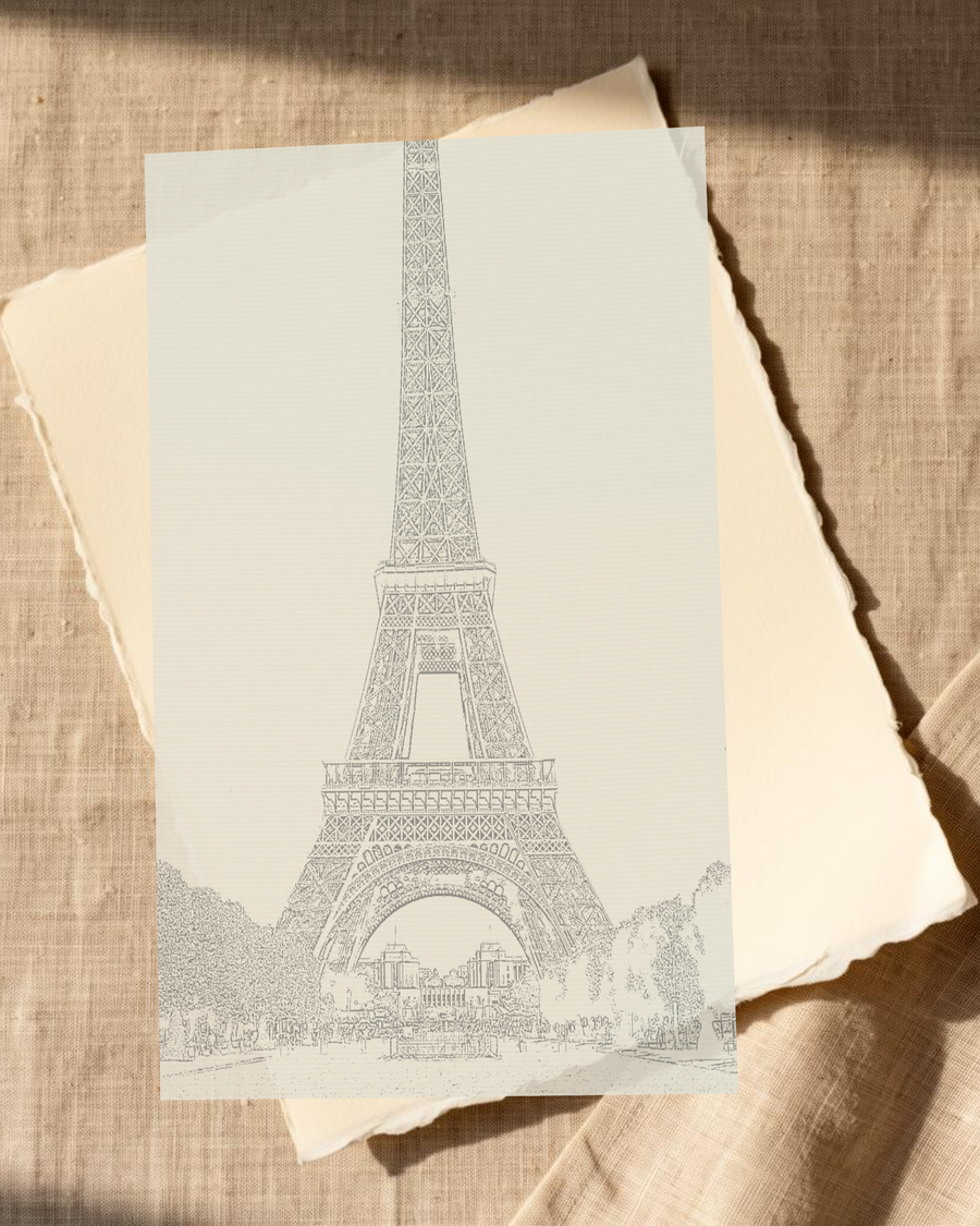 Natural Eiffel Tower Line Art Print — room scene