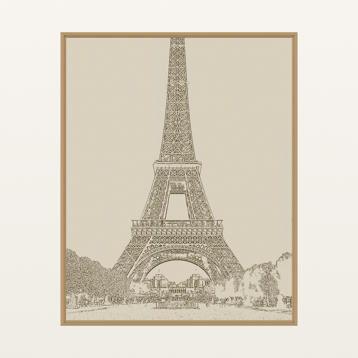 Earth Brown Eiffel Tower Line Art Print