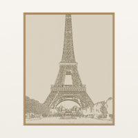 Earth Brown Eiffel Tower Line Art Print