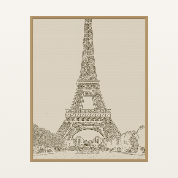 Earth Brown Eiffel Tower Line Art Print