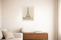 Earth Brown Eiffel Tower Line Art Print