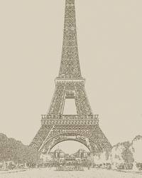Earth Brown Eiffel Tower Line Art Print