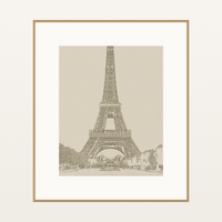 Earth Brown Eiffel Tower Line Art Print