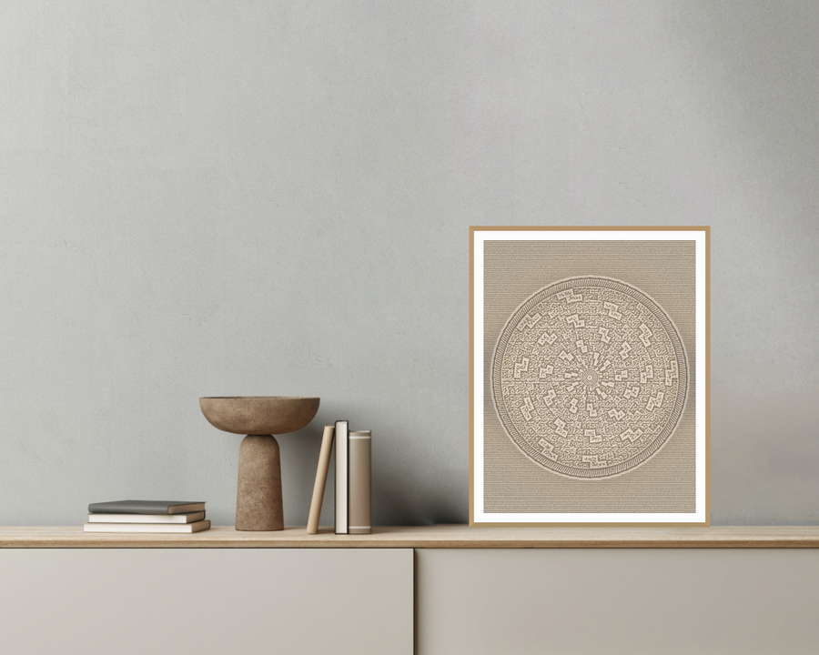 Chevron Tray Warm Linen Art Print — room scene