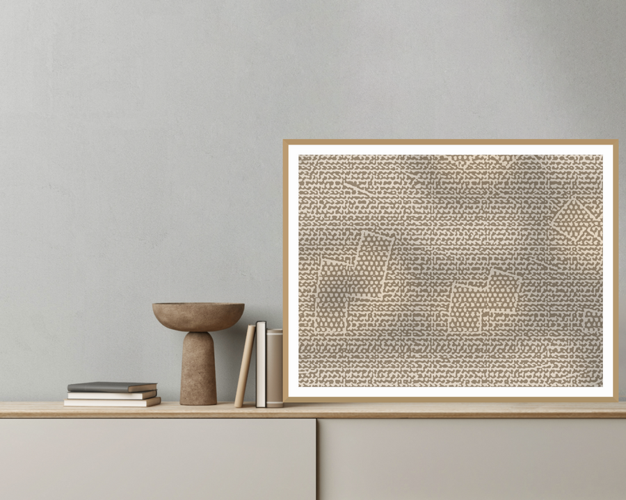 Premium Warm Linen Chevron Tray Art Print — room scene