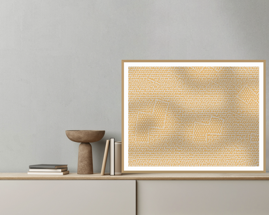 Premium Warm Linen Chevron Tray Art Print — room scene