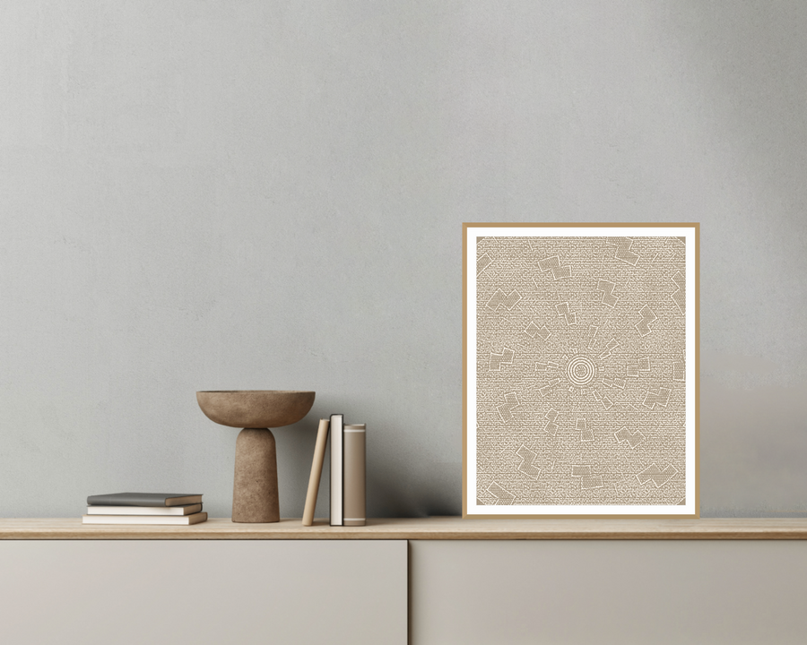 Warm Linen Basketweave Organic Texture Wall Art — room scene