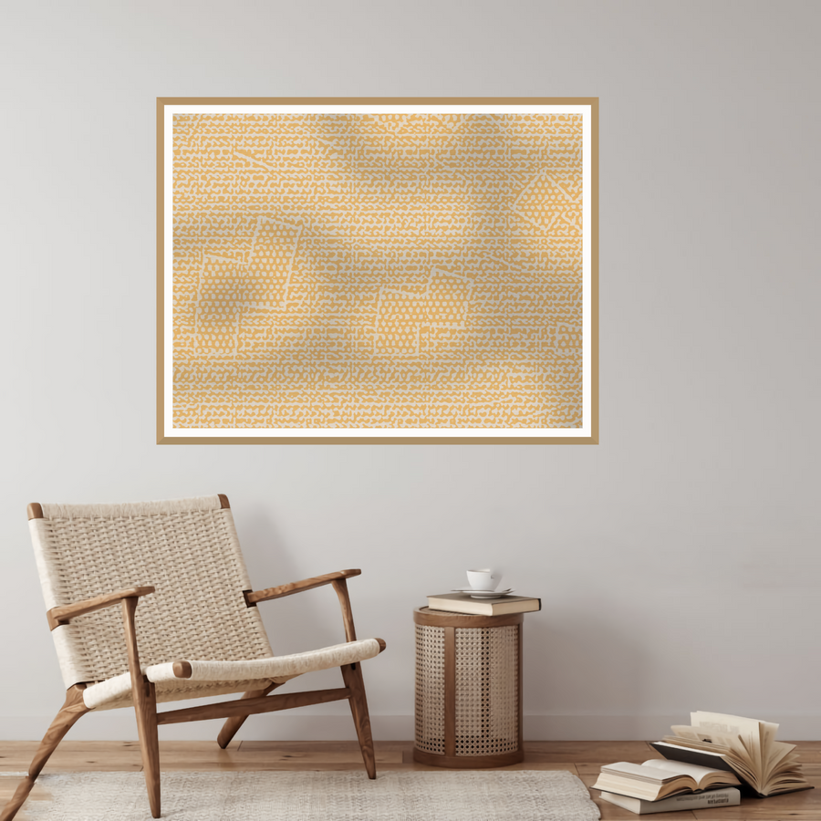 Premium Warm Linen Chevron Tray Art Print — room scene