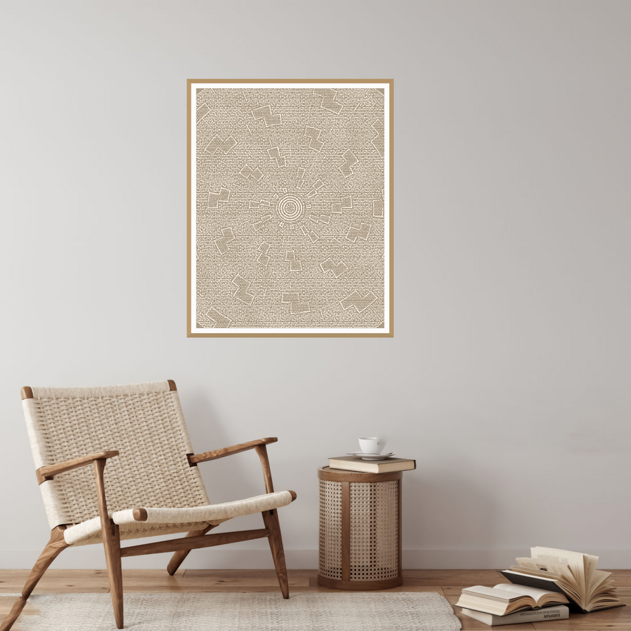 Warm Linen Basketweave Organic Texture Wall Art — room scene